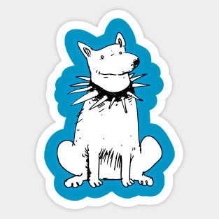 white watchdog cartoon style illustration Sticker